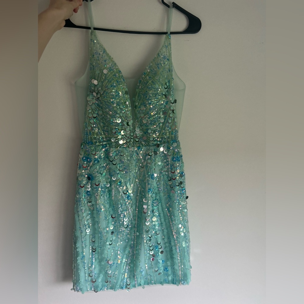 Turquoise Homecoming Sequin Dress